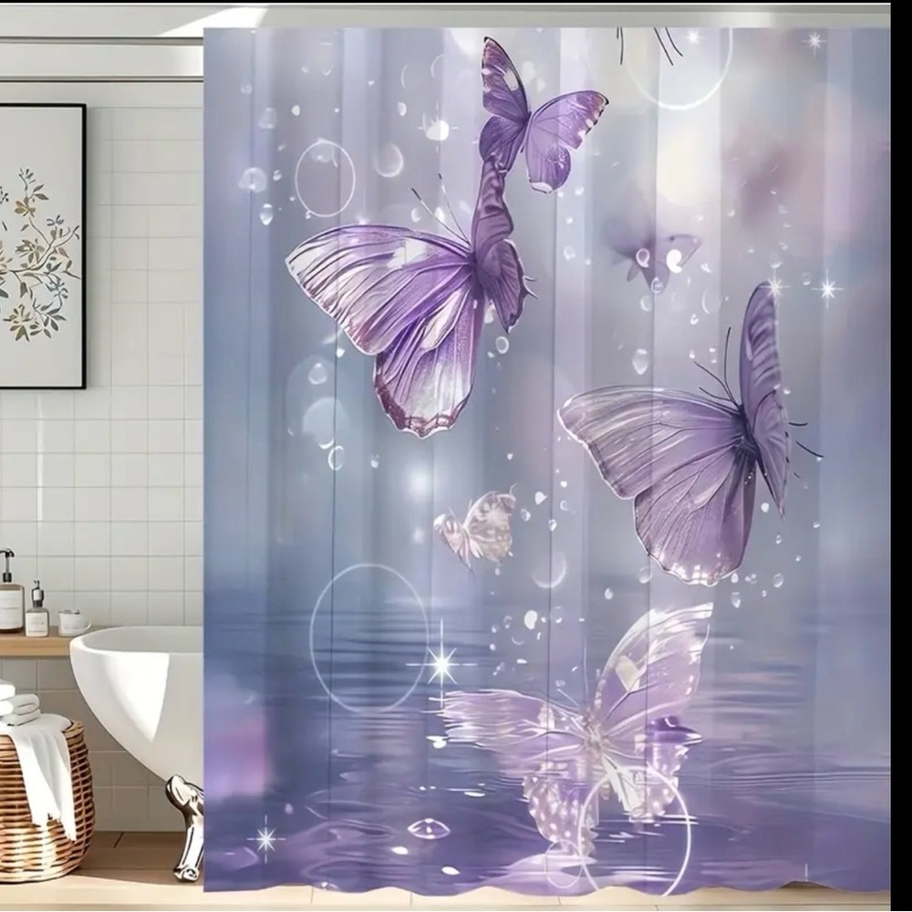 Purple Butterfly Shower Curtain